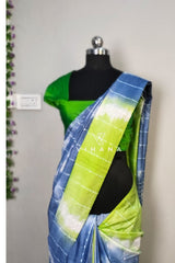 Blue Green Kota Silk Tie and Dye Bandni Print Saree