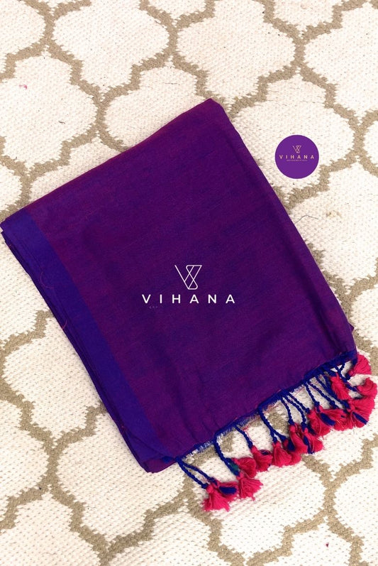 Purple Khadi Cotton Saree