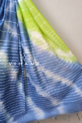Blue Green Kota Silk Tie and Dye Bandni Print Saree