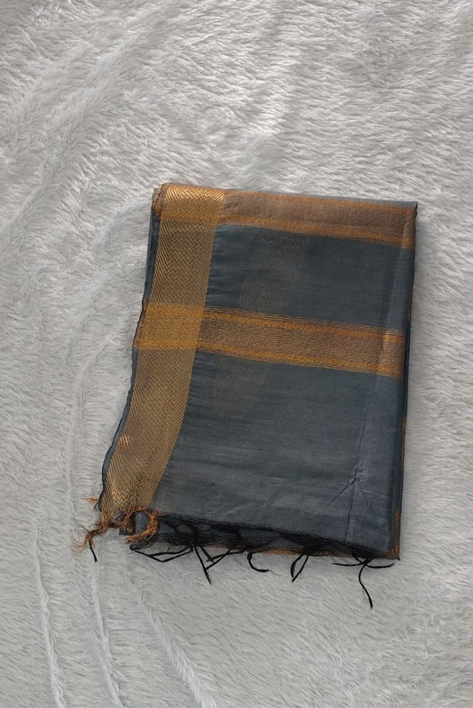 Grey Maheswari Semi Tussar Silk Saree