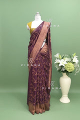 Regal Purple Semi Banarassi Silk Saree