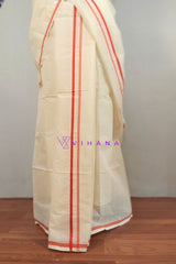 Kerala Cotton Set Mundu with Orange Kara