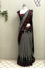 Grey Sambalpuri Cotton Saree