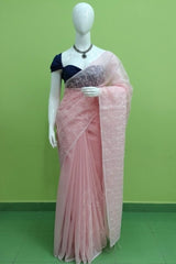 Baby Pink Organza Saree