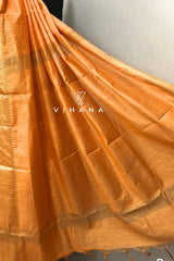 Yellow Orange Kota Mini Check Mangalagiri Silk
