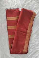 Brick Red Maheswari Semi Tussar Silk Saree