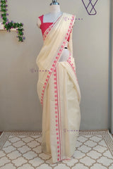 Kerala Cotton Set Mundu with Lotus Print