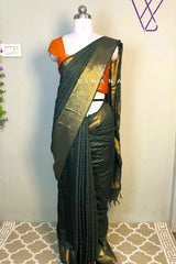 Dark Green Kota Mini Check Mangalagiri Silk