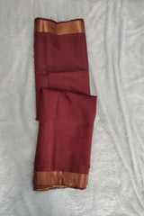 Brick Red Maheswari Semi Tussar Silk Saree