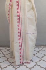 Kerala Cotton Set Mundu with Lotus Print