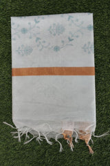 Icy Blue Kota Doriya Organza Silk Saree with Floral Embroidery