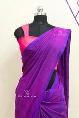 Purple Khadi Cotton Saree