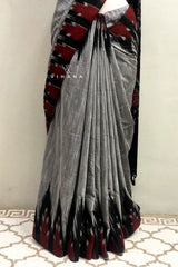 Grey Sambalpuri Cotton Saree
