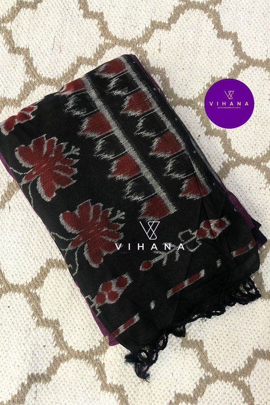 Grey Sambalpuri Cotton Saree