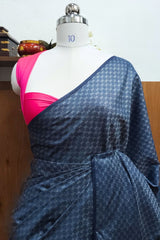 Gray Silk Jacquard Weaving Bhagalpuri Saree
