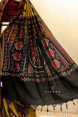 Mustard Yellow Sambalpuri Cotton Saree