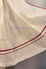 Kerala Cotton Set Mundu with Maroon Kara