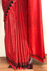 Elegant Red Semi Modal Crepe Silk Saree