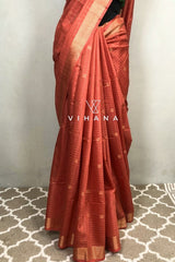 Orange Kota Silk Weaving Saree