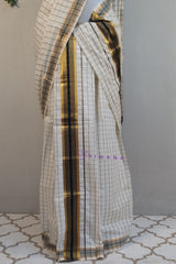Kerala Cotton Set Mundu with Classic Check and Rich Kasavu Border