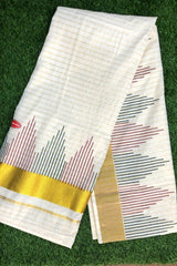 Vibrant Temple-Inspired Traditional Kerala Cotton Set Saree