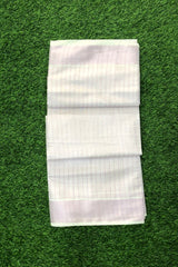 Rose Gold Checkered Kerala Tissue Set Saree
