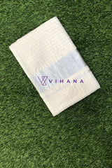 Silver Checkered Kerala Cotton Saree