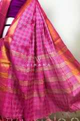 Pink Kota Silk Jaquard Weaving Bhagalpur Saree