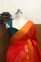 Orange Banarasi Katan Silk Saree