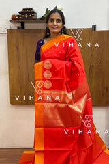 Orange Banarasi Katan Silk Saree