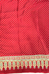 Vivid Red Bindi Polka Dots Print Semi Modal Crepe Silk Saree