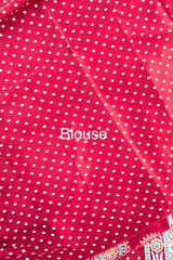 Vivid Red Bindi Polka Dots Print Semi Modal Crepe Silk Saree