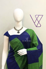 Elegant Green Color bar Cotton Saree