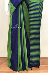 Elegant Green Color bar Cotton Saree