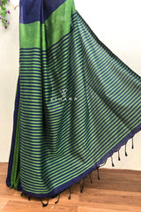 Elegant Green Color bar Cotton Saree