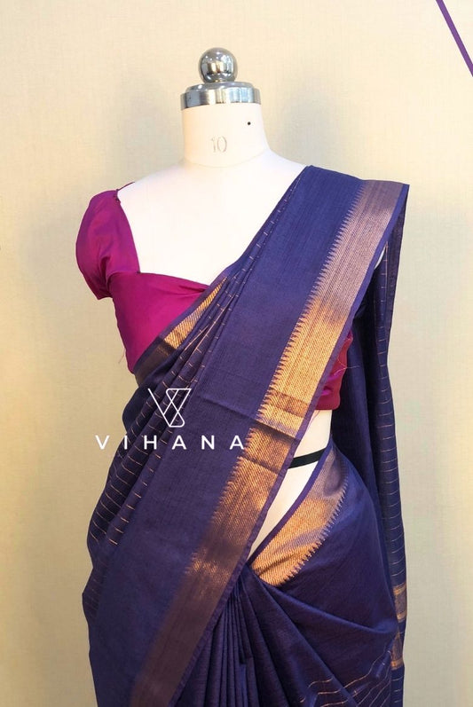 Blue Kota Mini Check Mangalagiri Silk