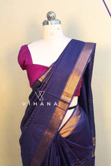 Blue Kota Mini Check Mangalagiri Silk