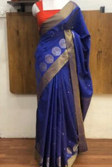 Blue Banarasi Katan Silk Saree