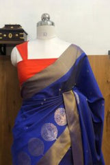Blue Banarasi Katan Silk Saree