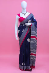 Blue Polka Dot Modal Crepe Silk Saree