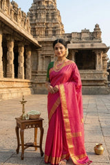 Pink Kota Mini Check Mangalagiri Silk