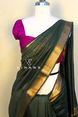 Bottle Green Kota Mini Check Mangalagiri Silk
