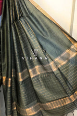 Bottle Green Kota Mini Check Mangalagiri Silk