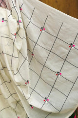 White 120 count Pure Mulcotton Saree
