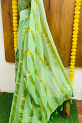 Green 120 Count Pure Mulcotton Saree