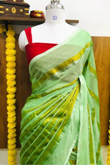Green 120 Count Pure Mulcotton Saree