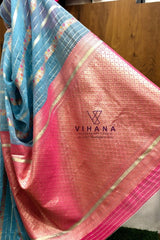 Light Blue Linen Cotton Saree