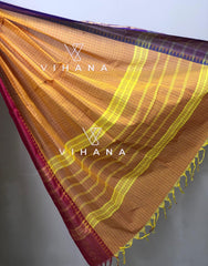 Pure Chettinad Cotton Check Zari Border Orange Color