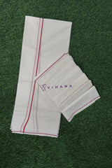 Puliyilakara Set Mundu with Thin Red Kara