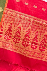 Pinkish Red Pure Handloom Soft Cotton Saree